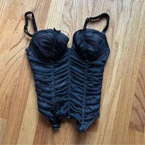 Vintage Victoria’s Secret sheer black and nude illusion corset top